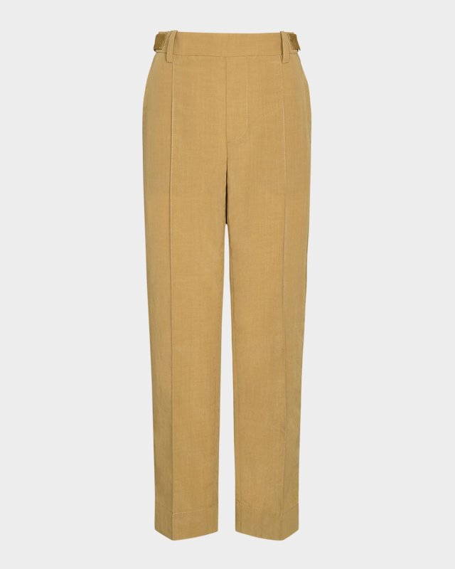 Mid-Rise Pull-On Straight Crop Pants